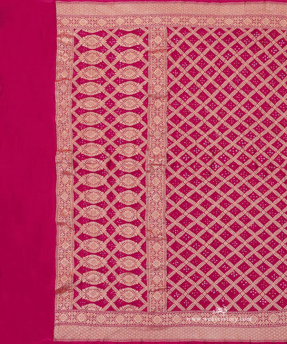 Handloom_Rani_Pink_Pure_Georgette_Banarasi_Bandhej_Dupatta_WeaverStory_02