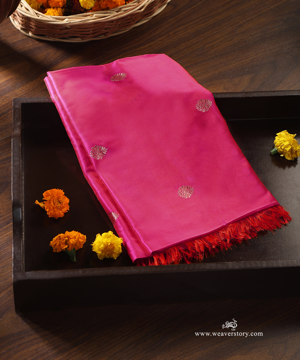 Pink_Handloom_Pure_Katan_Silk_Banarasi_Dupatta_With_Small_Kadhwa_Boota_WeaverStory_01