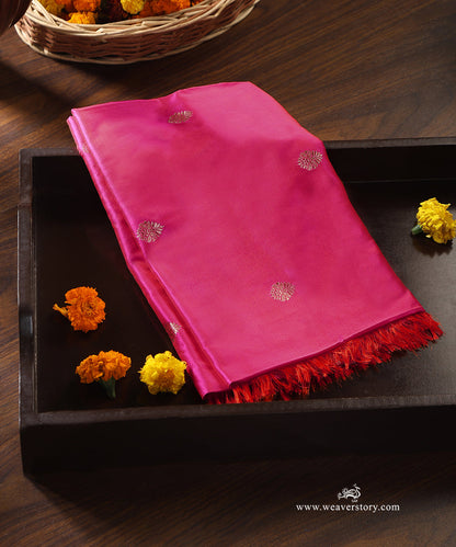 Pink_Handloom_Pure_Katan_Silk_Banarasi_Dupatta_With_Small_Kadhwa_Boota_WeaverStory_01