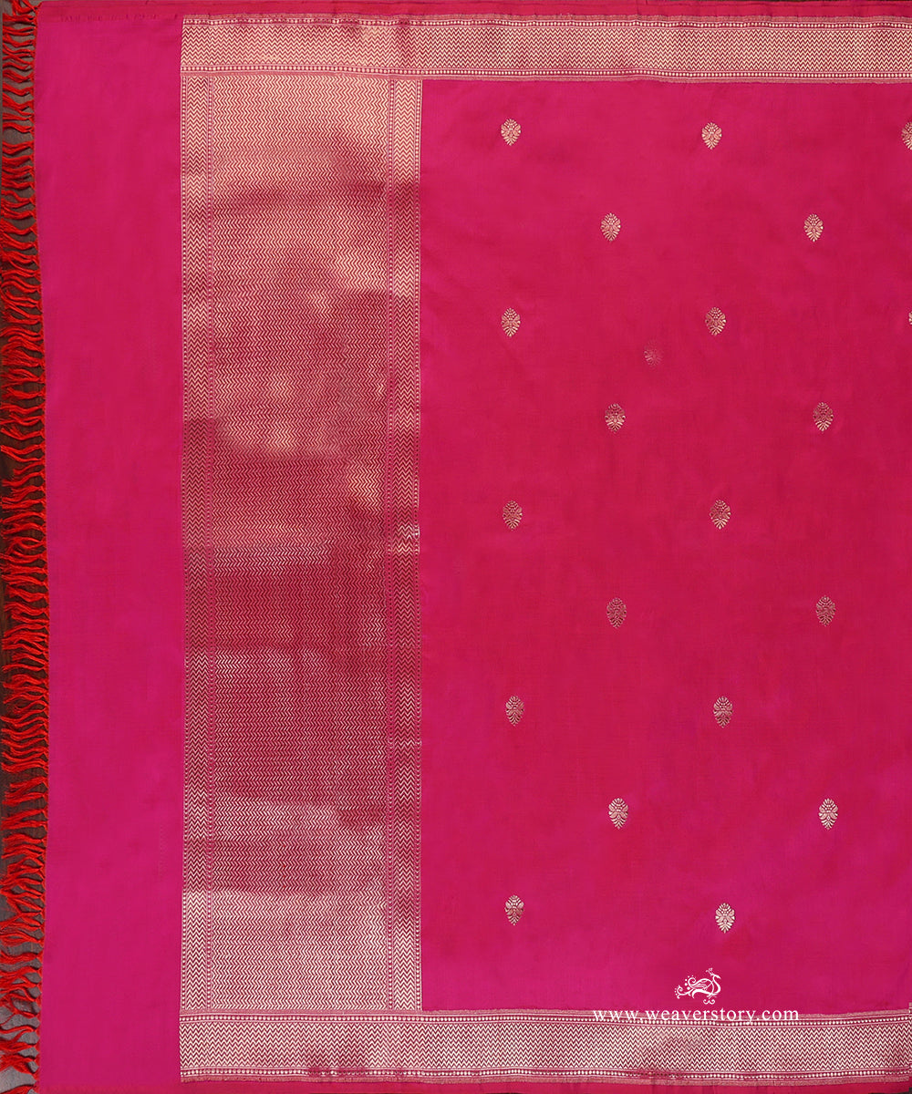 Pink_Handloom_Pure_Katan_Silk_Banarasi_Dupatta_With_Small_Kadhwa_Boota_WeaverStory_02