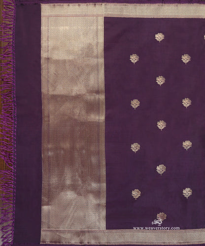 Purple_Handloom_Pure_Katan_Silk_Banarasi_Dupatta_With_Small_Rose_Motif_Kadhwa_Boota_WeaverStory_02