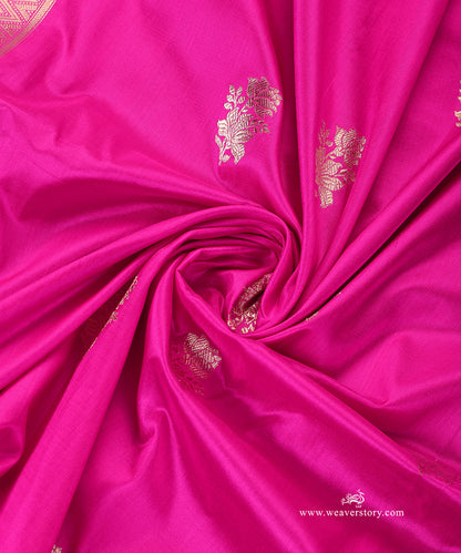 Hot_Pink_Handloom_Pure_Katan_Silk_Banarasi_Dupatta_With_Small_Rose_Motif_Kadhwa_Boota_WeaverStory_05