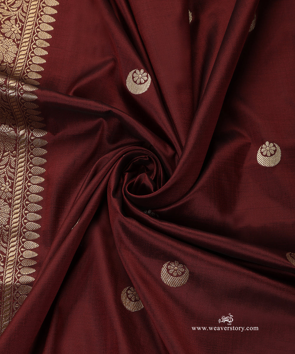 Maroon_Handloom_Pure_Katan_Silk_Banarasi_Chand_Boota_Dupatta_WeaverStory_05