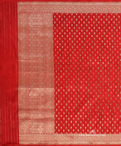 Red_Handloom_Pure_Katan_Silk_Banarasi_Dupatta_With_Small_Flower_WeaverStory_02