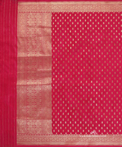 Rani_Pink_Handloom_Pure_Katan_Silk_Banarasi_Dupatta_With_Small_Flower_WeaverStory_02