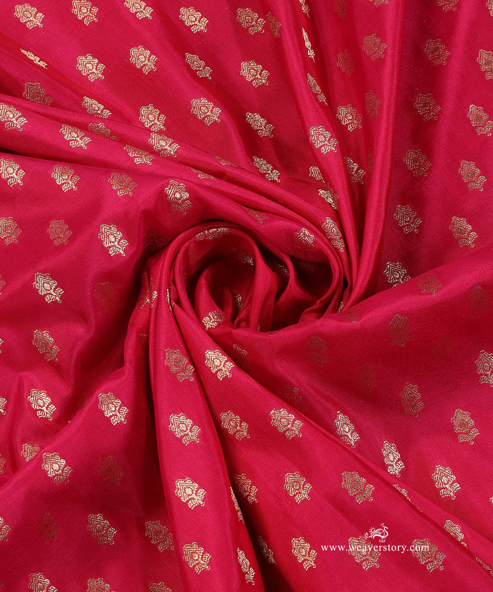 Rani_Pink_Handloom_Pure_Katan_Silk_Banarasi_Dupatta_With_Small_Flower_WeaverStory_05