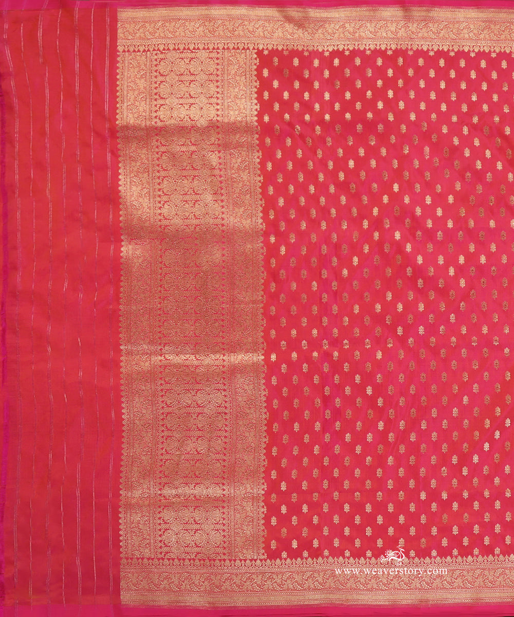 Pink_Shot_Colour_Handloom_Pure_Katan_Silk_Banarasi_Dupatta_With_Small_Flower_WeaverStory_02