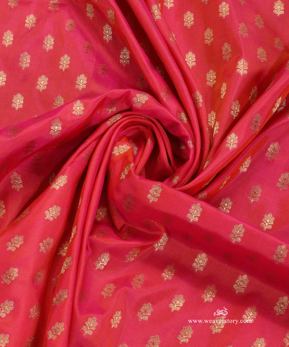 Pink_Shot_Colour_Handloom_Pure_Katan_Silk_Banarasi_Dupatta_With_Small_Flower_WeaverStory_05