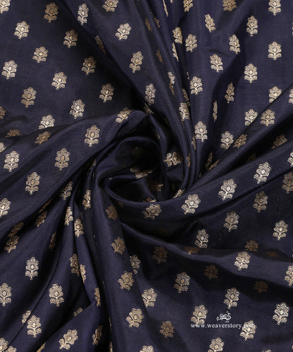 Dark_Blue_Handloom_Pure_Katan_Silk_Banarasi_Dupatta_With_Small_Flower_WeaverStory_05