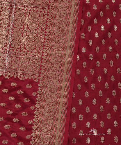 Maroon_Handloom_Pure_Katan_Silk_Banarasi_Dupatta_With_Small_Flower_WeaverStory_04