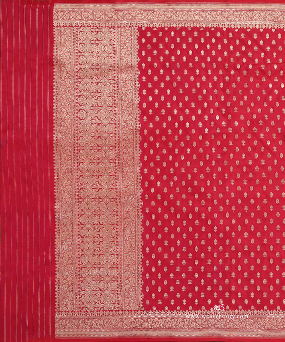 Magenta_Handloom_Pure_Katan_Silk_Banarasi_Dupatta_With_Small_Flower_WeaverStory_02