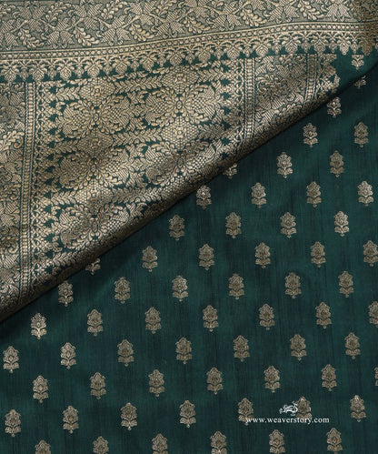 Bottle_Green_Handloom_Pure_Katan_Silk_Banarasi_Dupatta_With_Small_Flower_WeaverStory_04