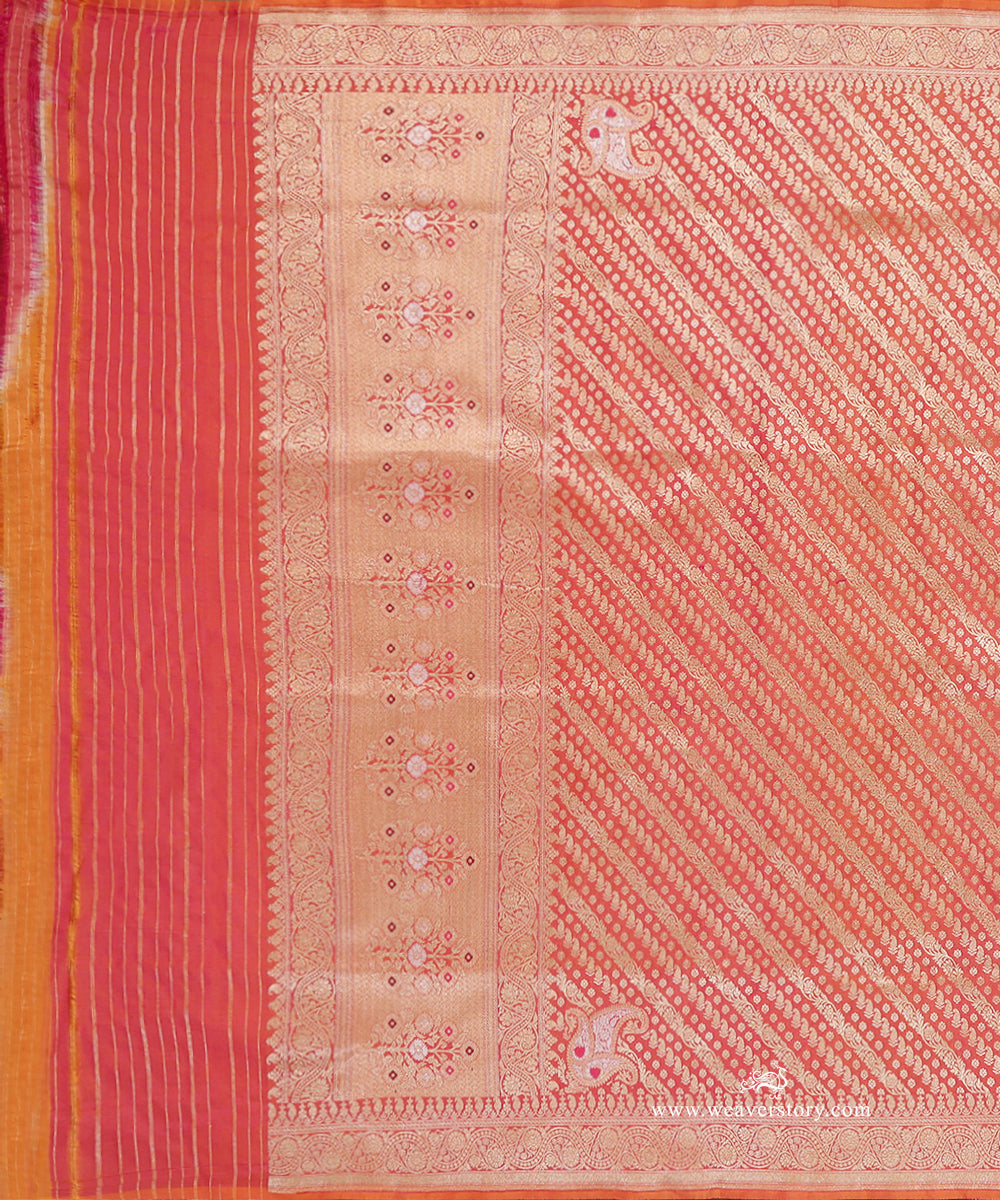 Peach_Handloom_Pure_Katan_Silk_Banarasi_Dupatta_With_Gold_Zari_Aada_Jaal_WeaverStory_02