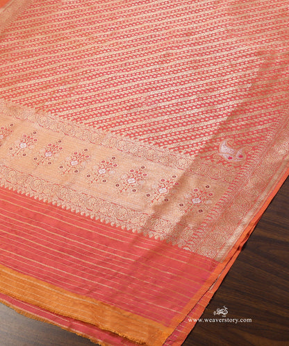 Peach_Handloom_Pure_Katan_Silk_Banarasi_Dupatta_With_Gold_Zari_Aada_Jaal_WeaverStory_03