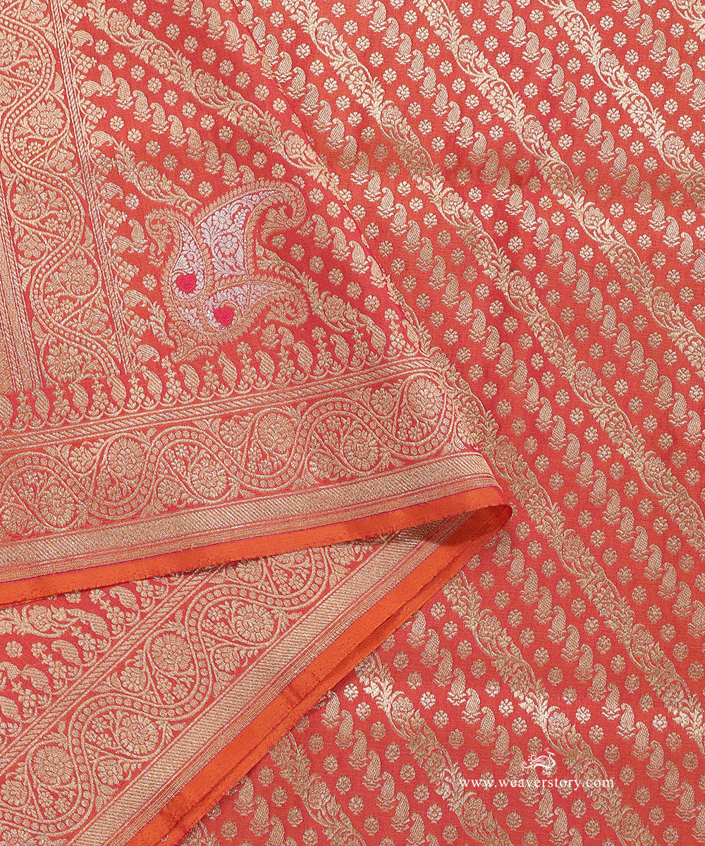 Peach_Handloom_Pure_Katan_Silk_Banarasi_Dupatta_With_Gold_Zari_Aada_Jaal_WeaverStory_04