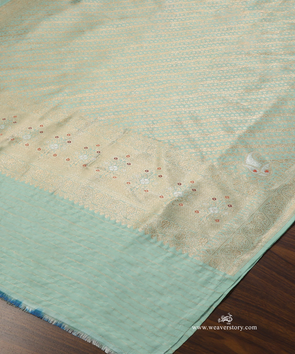 Ice_Blue_Handloom_Pure_Katan_Silk_Banarasi_Dupatta_With_Gold_Zari_Aada_Jaal_WeaverStory_03