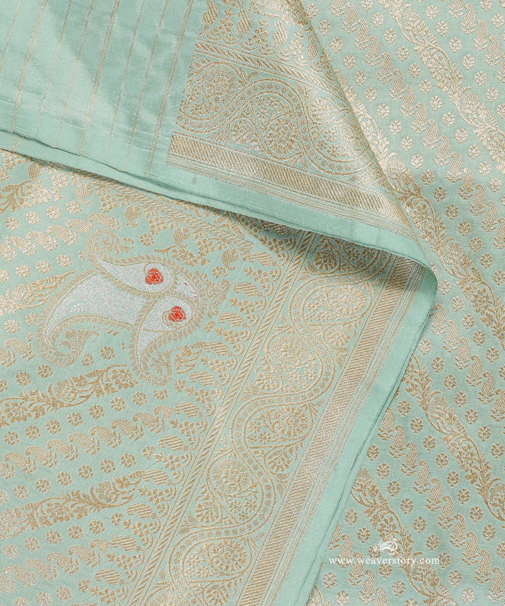 Ice_Blue_Handloom_Pure_Katan_Silk_Banarasi_Dupatta_With_Gold_Zari_Aada_Jaal_WeaverStory_04