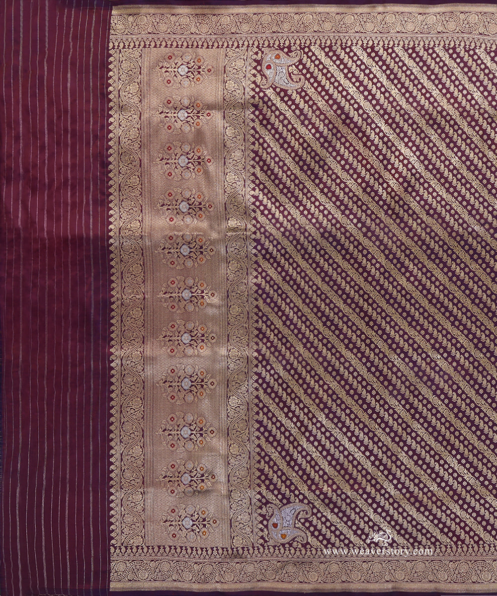 Purple_Handloom_Pure_Katan_Silk_Banarasi_Dupatta_With_Gold_Zari_Aada_Jaal_WeaverStory_02