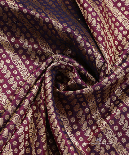 Purple_Handloom_Pure_Katan_Silk_Banarasi_Dupatta_With_Gold_Zari_Aada_Jaal_WeaverStory_05