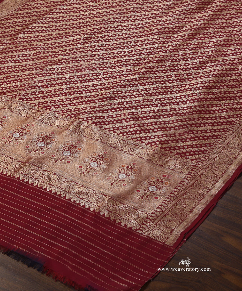 Maroon_Handloom_Pure_Katan_Silk_Banarasi_Dupatta_With_Gold_Zari_Aada_Jaal_WeaverStory_03