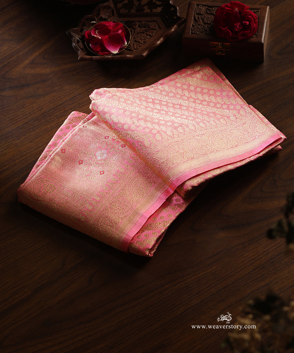 Peach_Handloom_Pure_Katan_Silk_Banarasi_Dupatta_With_Gold_Zari_Aada_Jaal_WeaverStory_01