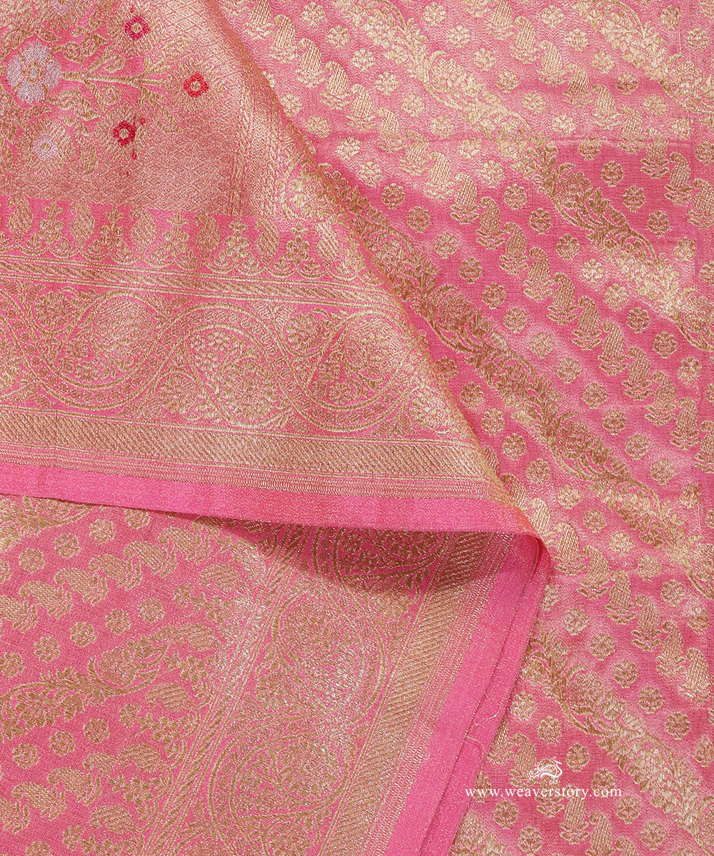 Peach_Handloom_Pure_Katan_Silk_Banarasi_Dupatta_With_Gold_Zari_Aada_Jaal_WeaverStory_04