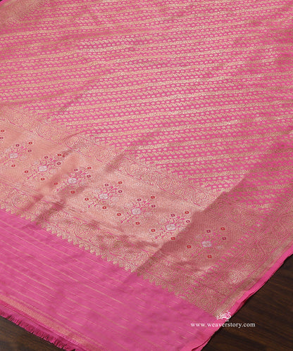 Pink_Handloom_Pure_Katan_Silk_Banarasi_Dupatta_With_Gold_Zari_Aada_Jaal_WeaverStory_03