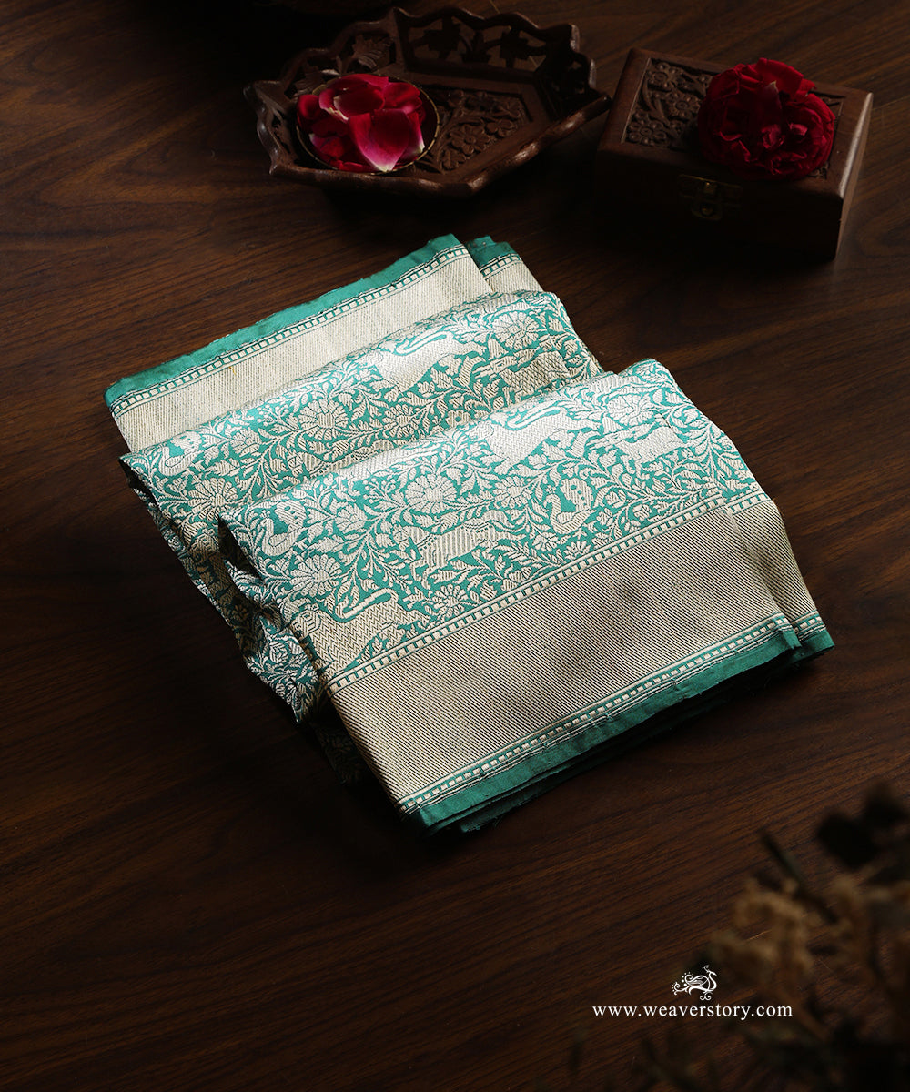 Handloom_Green_Pure_Katan_Silk_Sikhargah_Banarasi_Duptta_WeaverStory_01