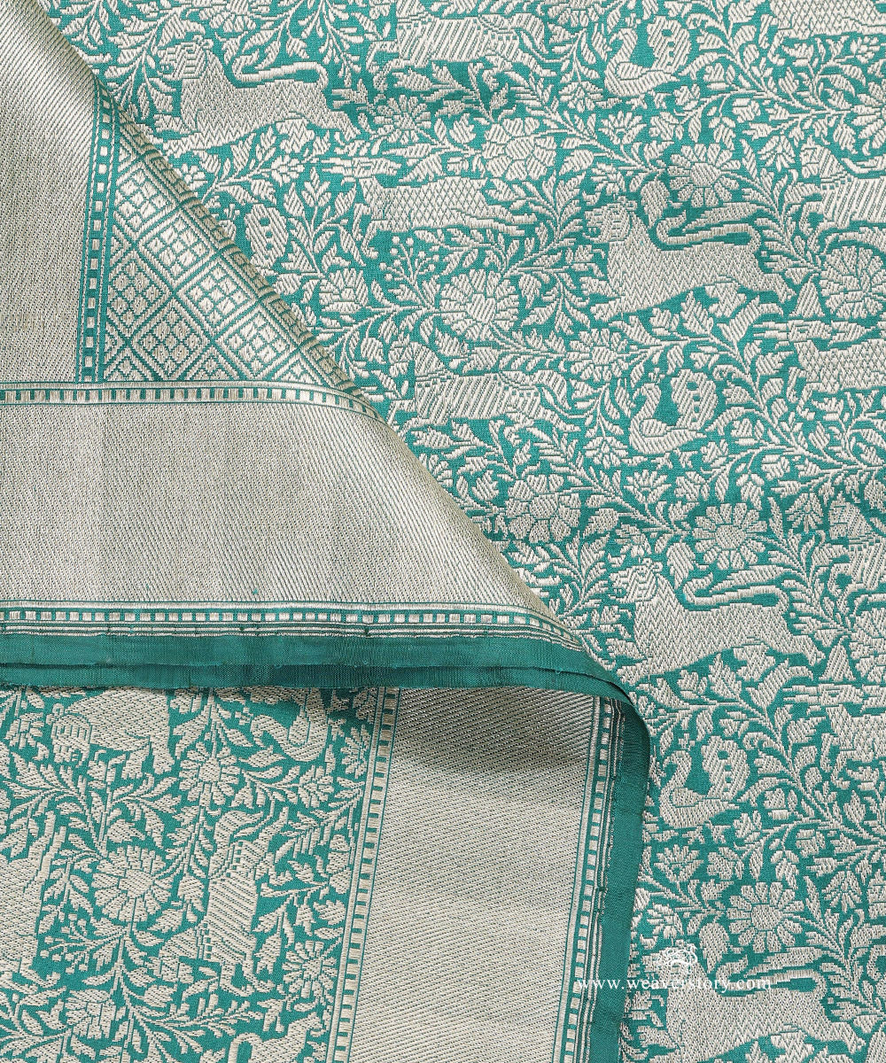 Handloom_Green_Pure_Katan_Silk_Sikhargah_Banarasi_Duptta_WeaverStory_04