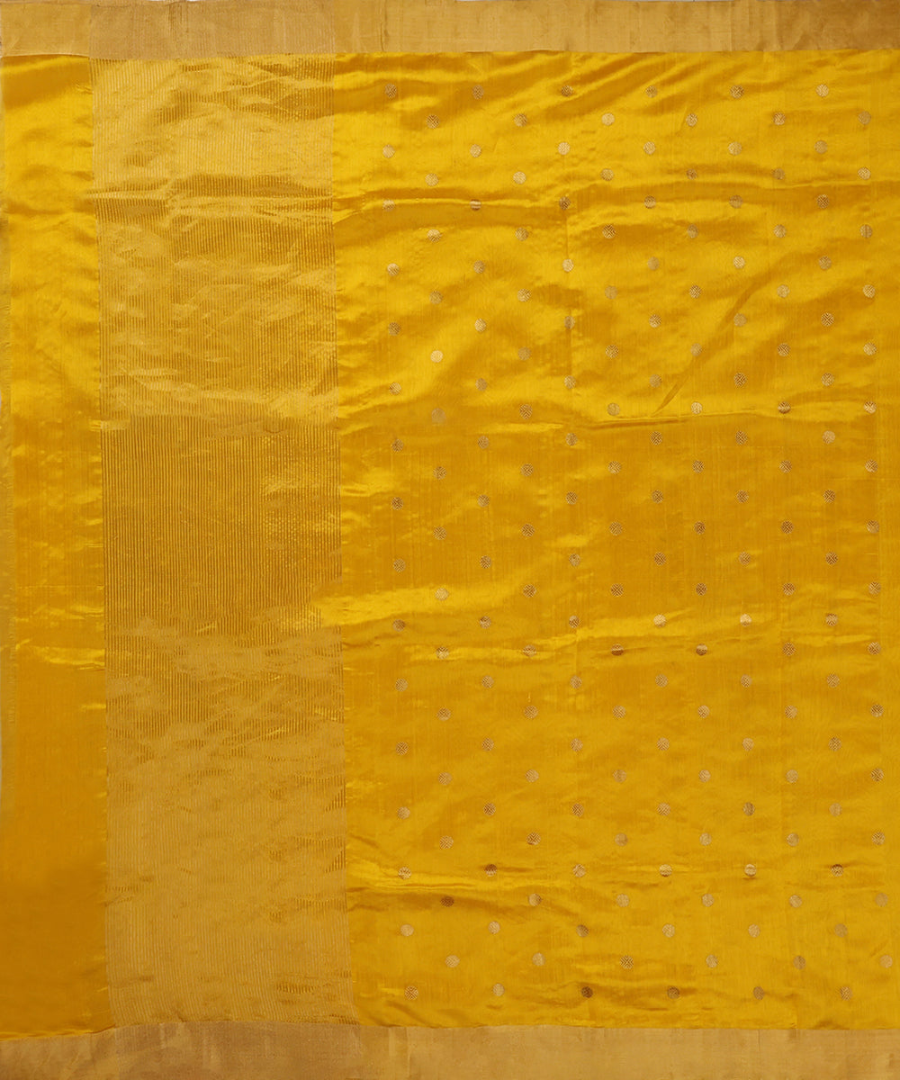Yellow_Handloom_Pure_Silk_Chanderi_Dupatta_With_Gold_Polka_Dots_WeaverStory_02