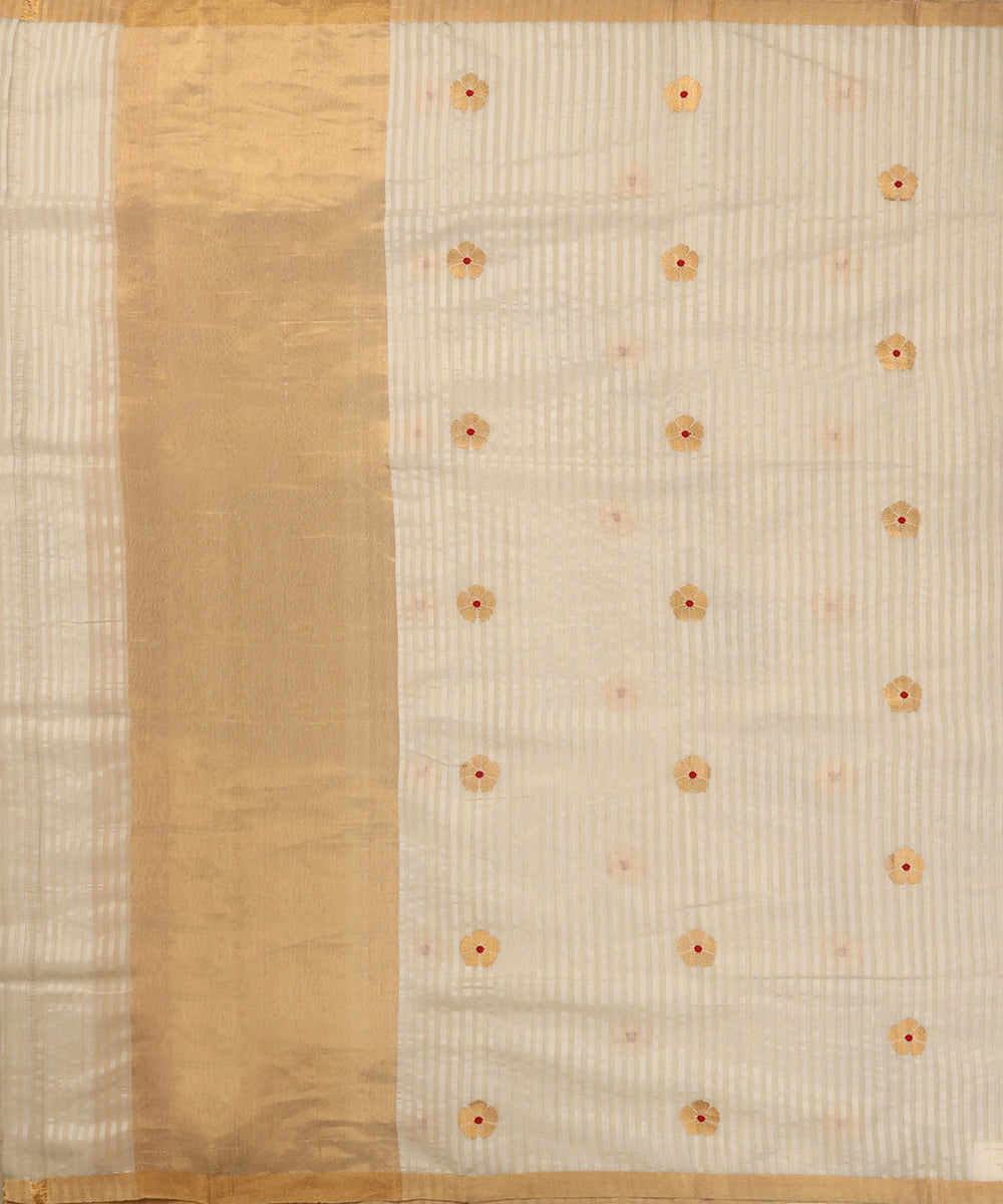 Off-White_Handloom_Pure_Silk_Chanderi_Dupatta_With_Gold_Floral_Motif_And_Red_Meena_WeaverStory_02