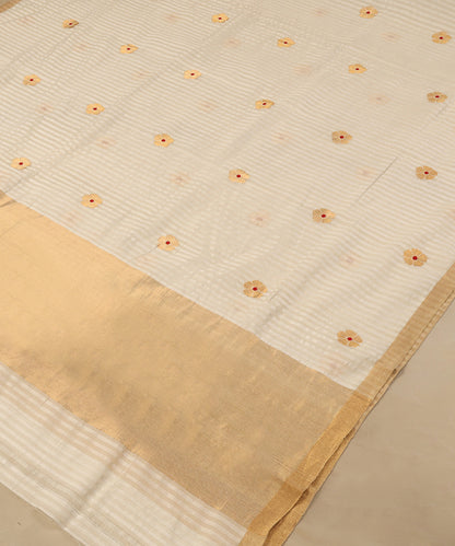 Off-White_Handloom_Pure_Silk_Chanderi_Dupatta_With_Gold_Floral_Motif_And_Red_Meena_WeaverStory_03