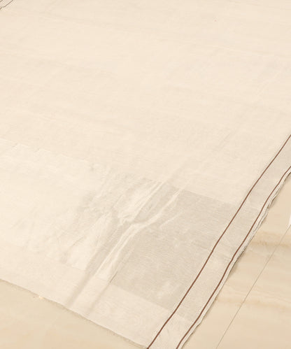Off_White_Handloom_Pure_Tissue_Chanderi_Dupatta_With_Thin_Brown_Lining_Border_WeaverStory_03