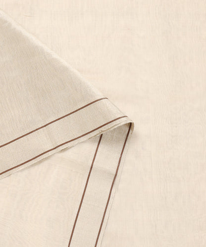 Off_White_Handloom_Pure_Tissue_Chanderi_Dupatta_With_Thin_Brown_Lining_Border_WeaverStory_04