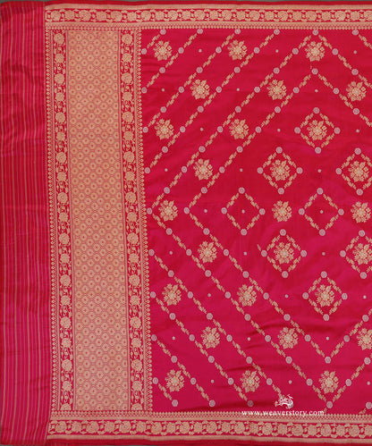 Hot_Pink_Pure_Katan_Silk_Kadhwa_Banarasi_Dupatta_With_Sona_Rupa_Zari_WeaverStory_02