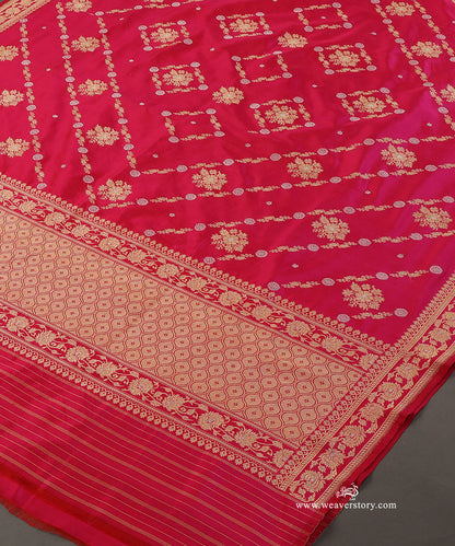 Hot_Pink_Pure_Katan_Silk_Kadhwa_Banarasi_Dupatta_With_Sona_Rupa_Zari_WeaverStory_03