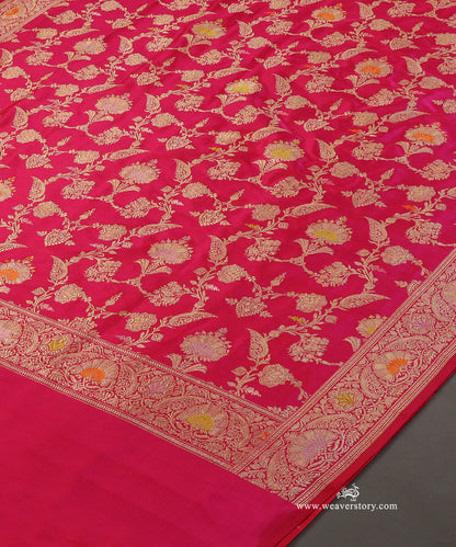 Hot_Pink_Pure_Katan_Silk_Kadhwa_Banarasi_Meenkaari_Jaal_Dupatta_WeaverStory_03