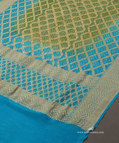 Heena_Green_And_Blue_Ombre_Dyed_Handloom_Pure_Georgette_Banarasi_Bandhej_Dupatta_WeaverStory_03