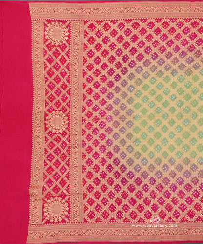Heena_Green_And_Pink_Ombre_Dyed_Handloom_Pure_Georgette_Banarasi_Bandhej_Dupatta_WeaverStory_02