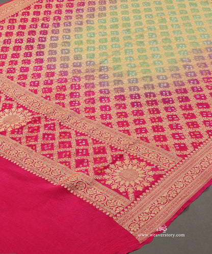 Heena_Green_And_Pink_Ombre_Dyed_Handloom_Pure_Georgette_Banarasi_Bandhej_Dupatta_WeaverStory_03