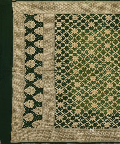 Olive_Green_And_Green_Ombre_Dyed_Handloom_Pure_Georgette_Banarasi_Bandhej_Dupatta_WeaverStory_02
