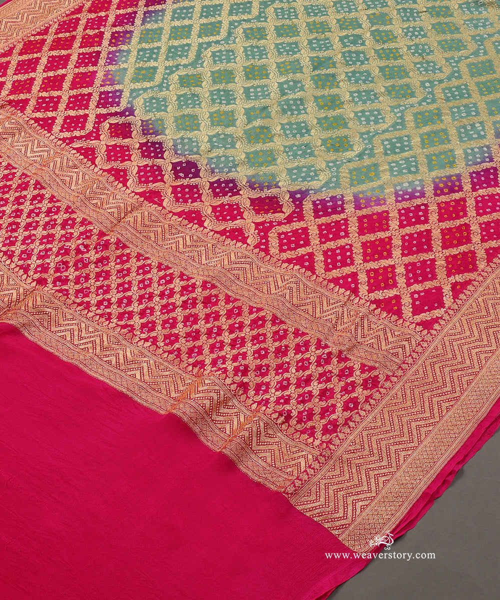 Aqua_Blue_And_Pink_Ombre_Dyed_Handloom_Pure_Georgette_Banarasi_Bandhej_Dupatta_WeaverStory_03