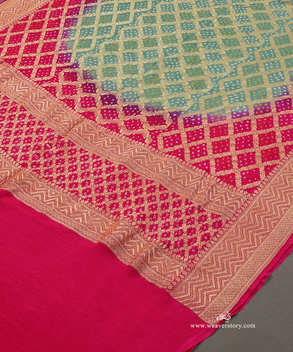 Aqua_Blue_And_Pink_Ombre_Dyed_Handloom_Pure_Georgette_Banarasi_Bandhej_Dupatta_WeaverStory_03