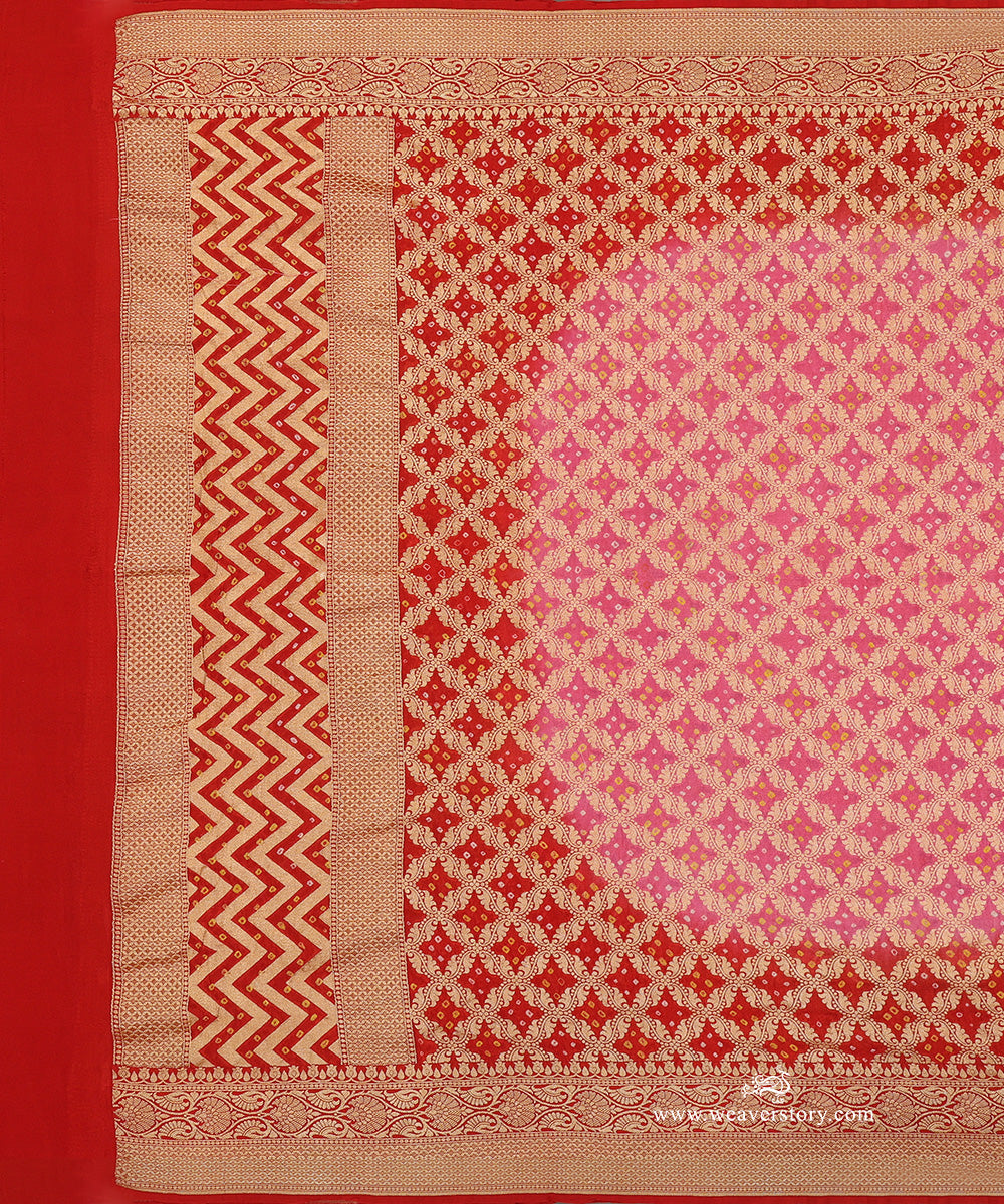 Red_And_Pink_Ombre_Dyed_Handloom_Pure_Georgette_Banarasi_Bandhej_Dupatta_WeaverStory_02