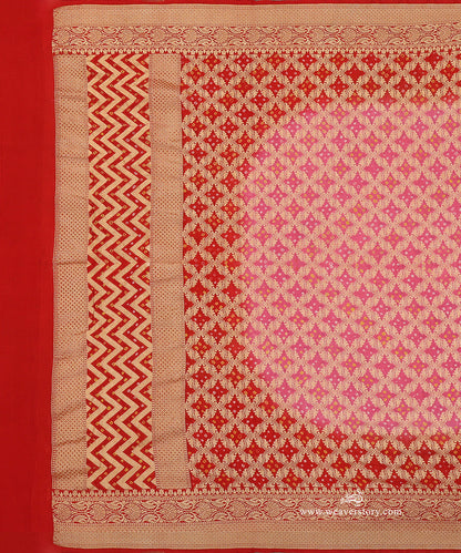 Red_And_Pink_Ombre_Dyed_Handloom_Pure_Georgette_Banarasi_Bandhej_Dupatta_WeaverStory_02