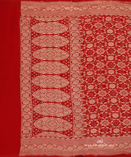 Red_Orange_Handloom_Pure_Georgette_Banarasi_Bandhej_Dupatta_WeaverStory_02