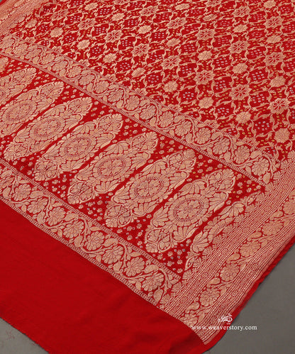 Red_Orange_Handloom_Pure_Georgette_Banarasi_Bandhej_Dupatta_WeaverStory_03