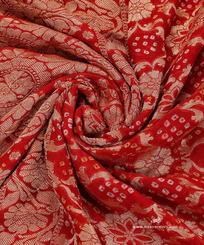 Red_Orange_Handloom_Pure_Georgette_Banarasi_Bandhej_Dupatta_WeaverStory_05