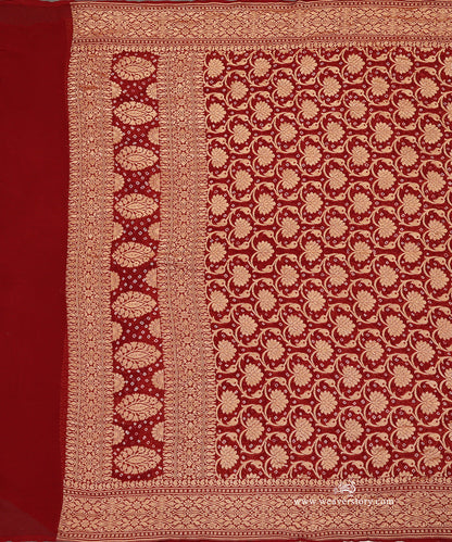 Maroon_Handloom_Pure_Georgette_Banarasi_Bandhej_Dupatta_WeaverStory_02