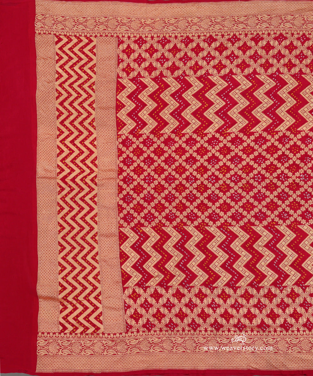 Fuchsia_Pink_Handloom_Pure_Georgette_Banarasi_Bandhej_Dupatta_WeaverStory_02